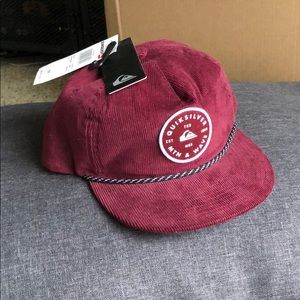 Quicksilver SnapBack Hat Burgundy Red Corduroy Uni
